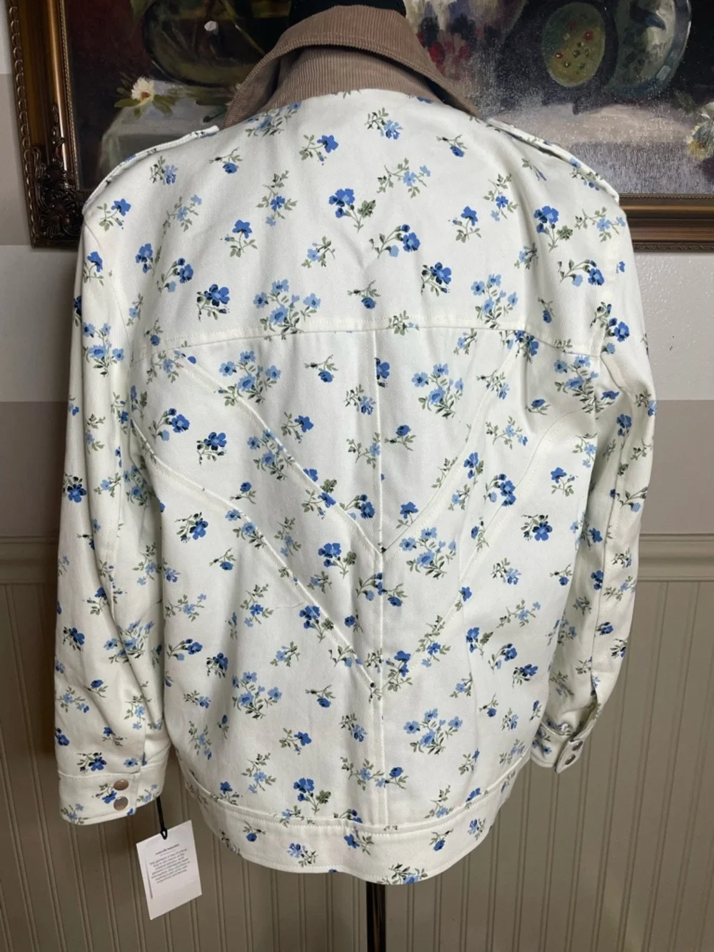 Bagatelle oversized Mixed Media Twill Floral Print Denim Jacket size small - Picture 6 of 15